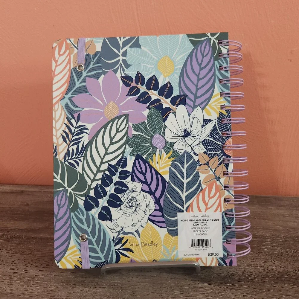Vera Bradley Non-Dated Planner, Mini Notebook, & Ball Point Pen - Palm Floral